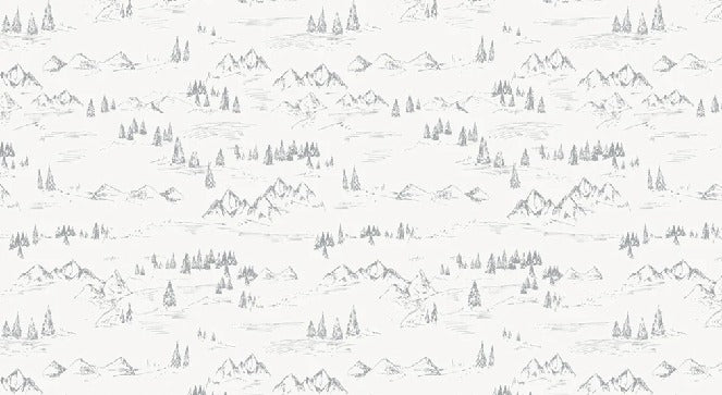 Mountain and fir tree illustration wallpaper