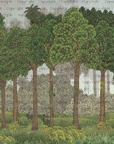 Large trees illustrated wallpaper