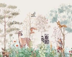 Beige magical nature children's bedroom wallpaper
