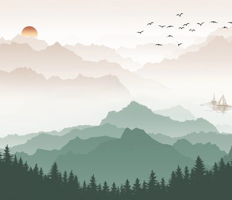 Terracotta mist mountain wallpaper