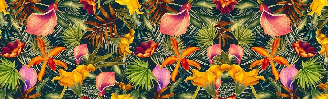 Tropical orange bathroom wallpaper