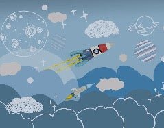 Children's wallpaper rocket space