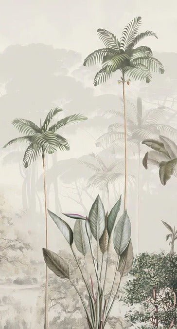 Panoramic jungle eden green wallpaper