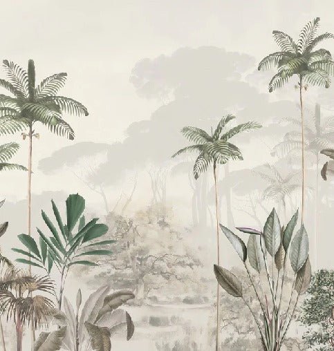 Panoramic jungle eden green wallpaper