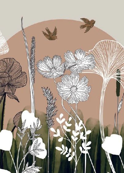 Panoramic floral wallpaper