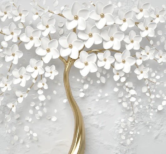 3D tree bathroom wallpaper