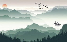 Mountain and sail on lake wallpaper