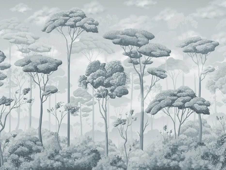 Silver-blue voluptuous pinewood panoramic wallpaper