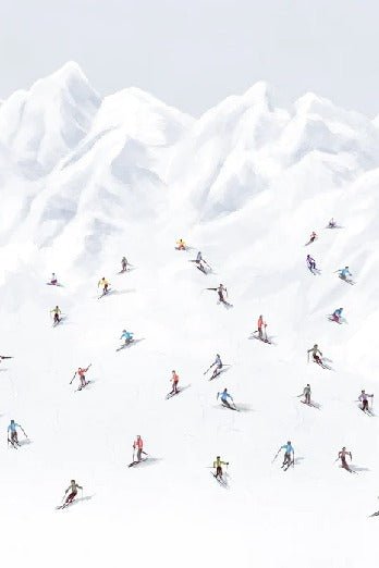 Colorful skiers mountain wallpaper