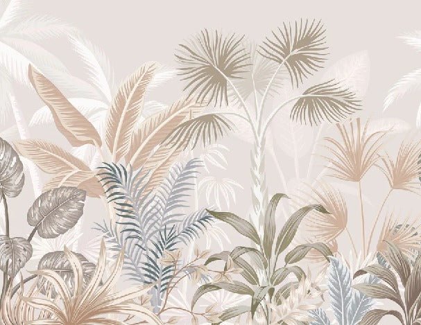 Panoramic terracotta jungle wallpaper