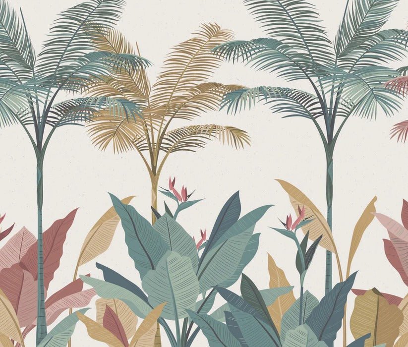 Panoramic colorful jungle wallpaper