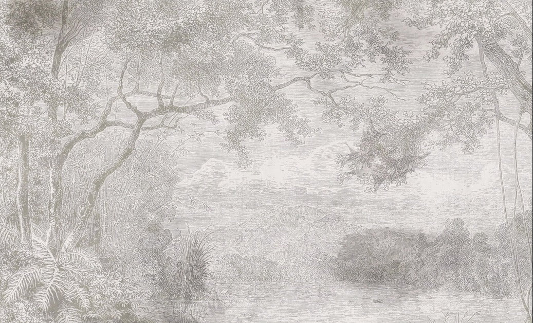 Panoramic wallpaper featuring a countryside landscape