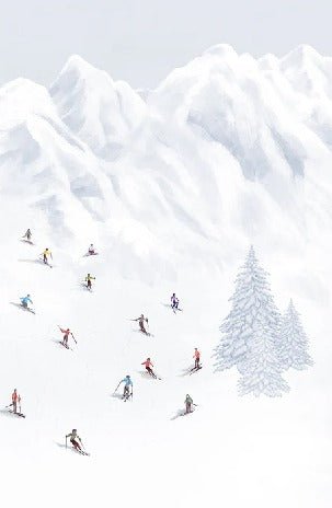 Colorful skiers mountain wallpaper