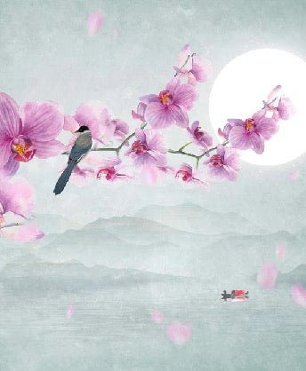 Orchid panoramic non-woven wallpaper