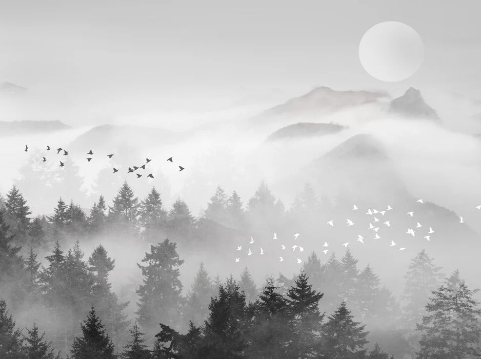 Mystic mountain mist wallpaper
