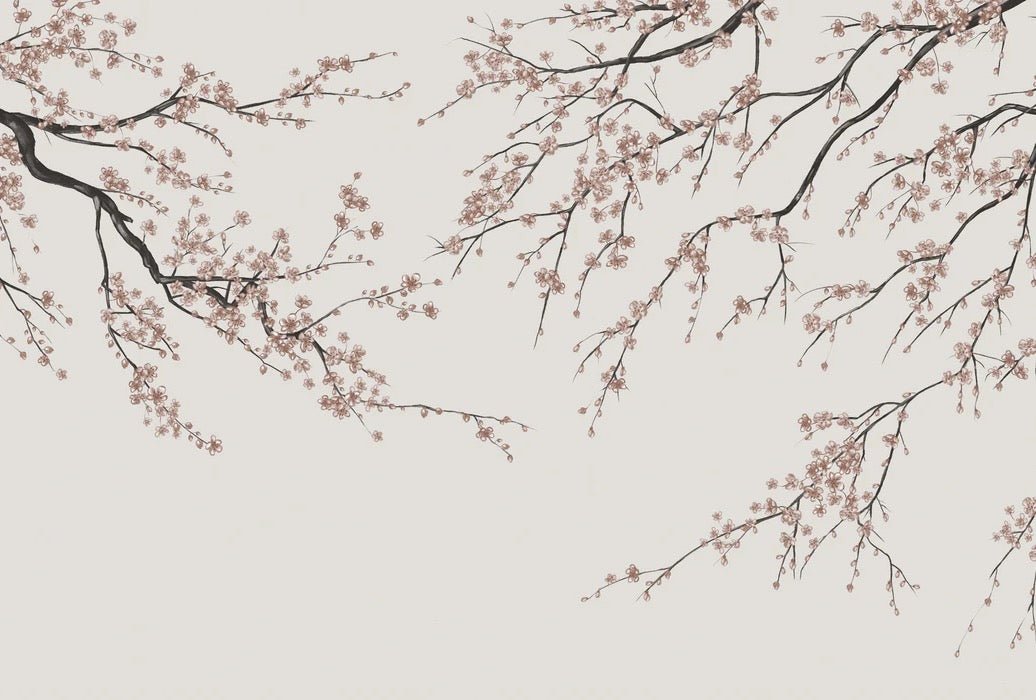 Sakura beige panoramic wallpaper