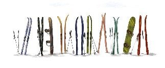 Panoramic wallpaper colorful skis