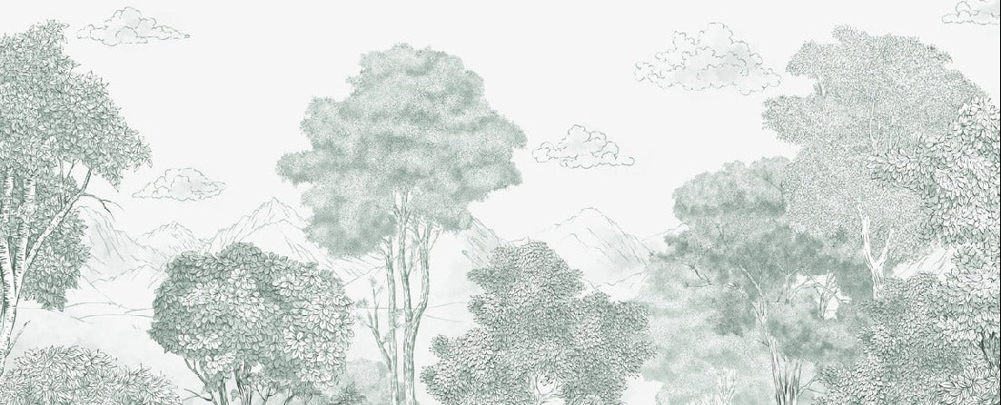 Papier peint panoramique Forêts et Monts vert, XXL, tendance