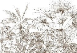 Monochrome engraving tropical wallpaper