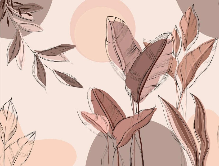 Graphic plant panoramic wallpaper