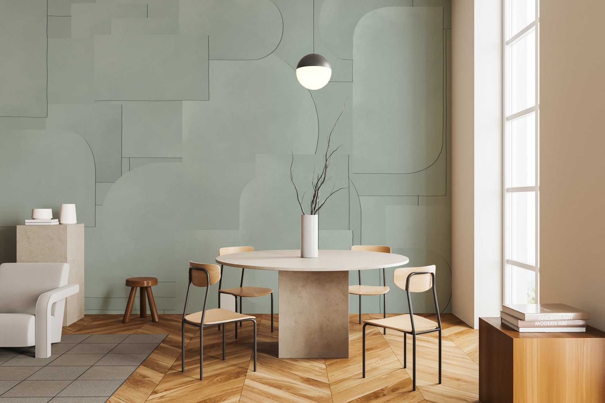 Papier peint panoramique découpé vert, XXL, tendance