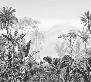 Black and white tropical trend wallpaper