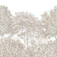 Landscape wallpaper forest engraving beige