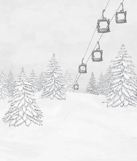 Black & white gondola mountain wallpaper