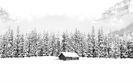Panoramic mountain chalet wallpaper