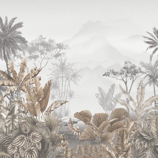 Tropical sepia restaurant wallpaper