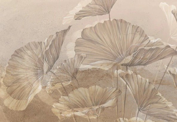 Panoramic lotus sepia wallpaper