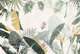 Papier peint salle de bain sur mesure végétal vert jaune, XXL, tendance