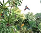 Children's wallpaper Exotic parrots