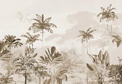 Panoramic jungle eden sepia wallpaper