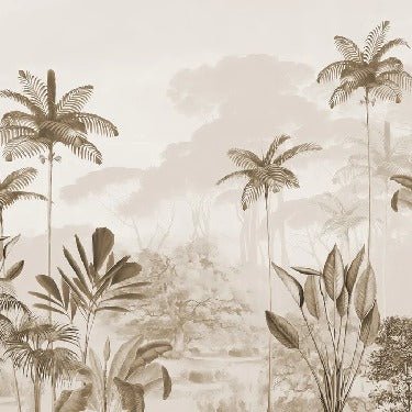 Panoramic jungle eden sepia wallpaper