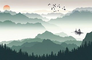 Mountain and sail on lake wallpaper