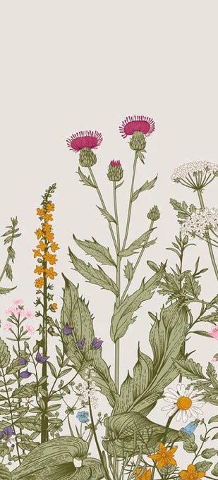 Romantic folk botanical flower wallpaper