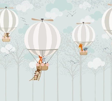 Nordic hot-air balloon children's wallpaper