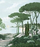 Papier peint balade dans les calanques vert, XXL, tendance