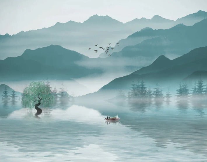 Wallpaper between mountain and lake