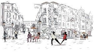 Parisian stroll restaurant wallpaper