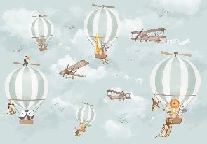 Animals in a hot-air balloon wallpaper