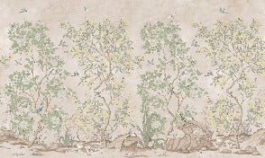 Panoramic wallpaper chinoiserie garden