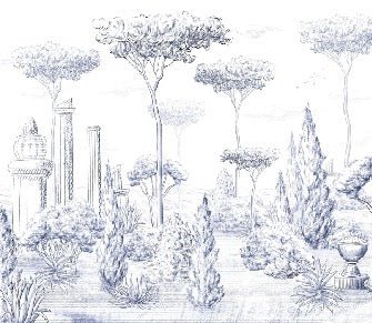 Blue pinewood Roman-style wallpaper
