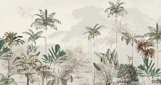 Panoramic jungle eden green wallpaper