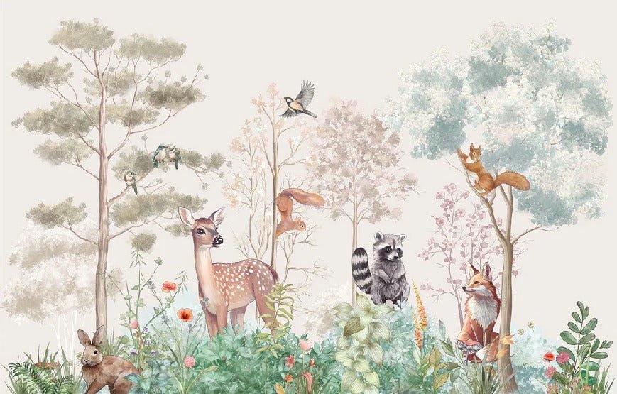 Children's bedroom wallpaper magic nature beige