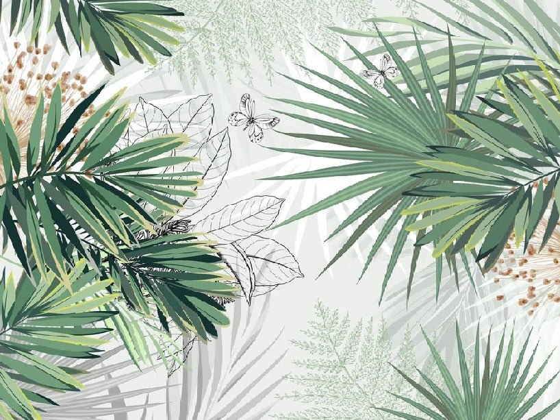 Nature green palm bathroom wallpaper