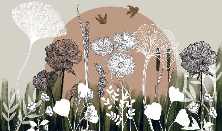 Panoramic floral wallpaper