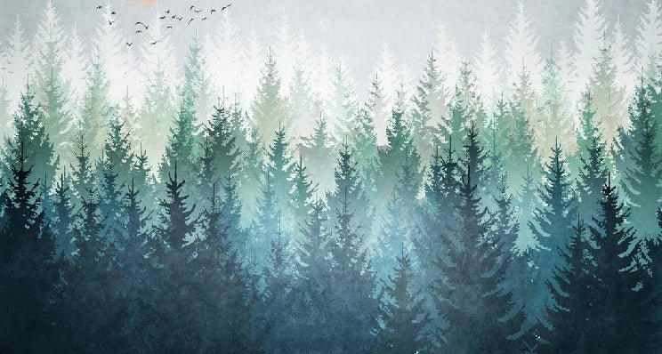 Papier peint forêt canadienne abstrait, mural concept, tendance