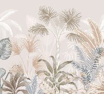 Panoramic terracotta jungle wallpaper